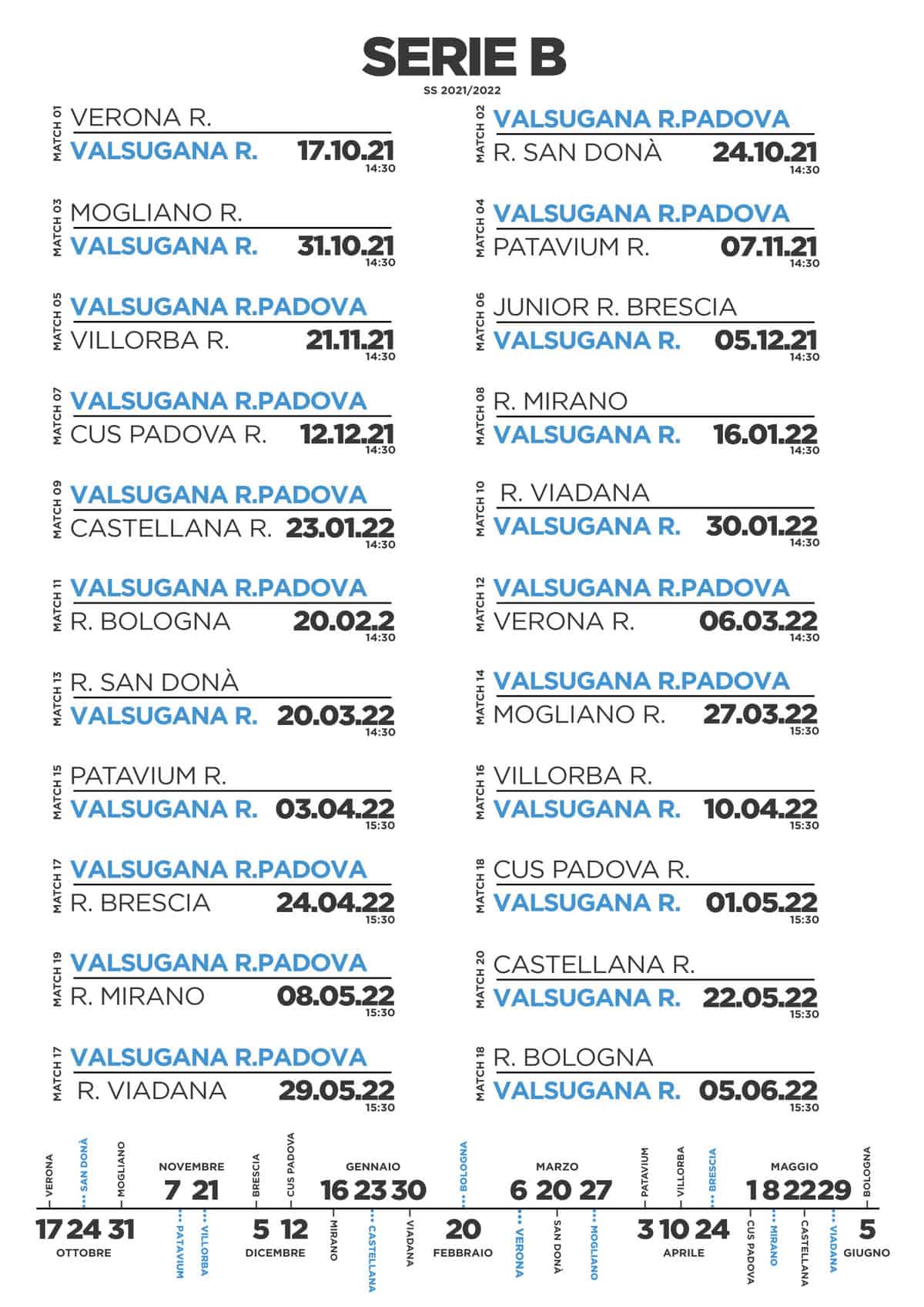 SERIE B MASCHILE: UFFICIALIZZATO IL CALENDARIO 2021/22 – Valsugana ...